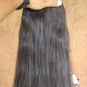 Extensiones de cabello humano natural recto Remy indio de un solo donante, recto cabello sedoso de crudo indio puro de la India - Product Image 1