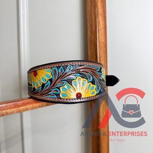 ปลอกคอสุนัขหนังแท้สวมใส่สบายทำด้วยมือ - Product Image 4