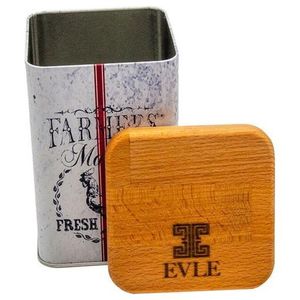 1.6L Vintage Bee Laurel Elegance Tapa de madera 105x105x160mm Caja de almacenamiento de metal cuadrada Diseño elegante 105x105x160mm Metal cuadrado - Product Image 2