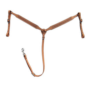 Collier de poitrine de cheval d'équitation de trail de confort rembourré Collier de poitrine de cheval en cuir usiné classique - Product Image 1