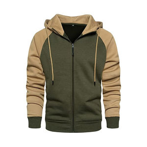 Invierno manga raglán cremallera sudaderas con capucha logotipo personalizado poliéster/algodón al por mayor para hombres - Product Image 6