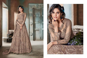 Real Georgette Anarkali Suite para niñas bordado y trabajo de secuencia Salwar boda y fiesta vestido paquistaní - Product Image 2