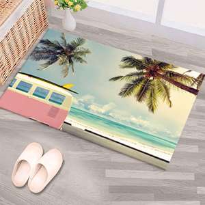 Alfombra Estampada con Paisaje Tropical, Palmeras, Suave, Redonda, para Baño, Decoración de Pared, Alfombra de Terciopelo - Product Image 5