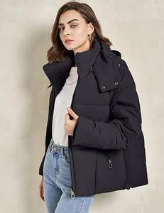 Veste matelassée chaude d'hiver pour femmes chauffantes avec manches longues Full Zip Solid Pattern Bubble Coat avec poche tricotée - Product Image 2