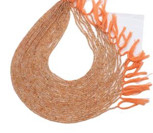 Peach Moonstone Micro Faceted Rondelle Beads Color naranja Flashy Moonstone Bead para la fabricación de joyas a granel - Product Image 1