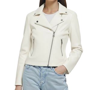 Veste en cuir, col montant en cuir, fermeture éclair, design personnalisé, couleur unie, teinture unie, nouveau style, veste d'hiver pour femmes, véritable cuir véritable - Product Image 4