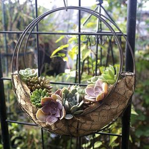 Maceta con forma de luna de hierro Retro grande, maceta suculenta colgante de Metal para decoración de guardería para el hogar al aire libre, macetas - Product Image 3