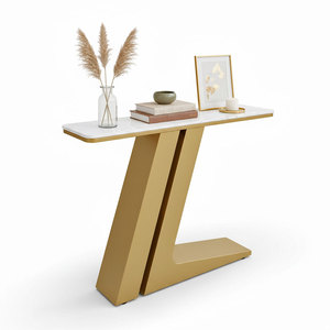 Modern 120x30x85cm <b>Console</b> <b>Table</b> with Marble Top and Iron Legs <b>for</b> Living Room <b>Entry</b> Villa or Hotel-CST075 - Product Image 3
