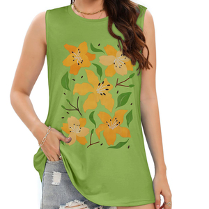 Camiseta sin mangas para mujer, camiseta sin mangas con estampado personalizado, camiseta sin mangas informal acanalada de alta calidad para mujer de talla grande, algodón/fibra de bambú - Product Image 5