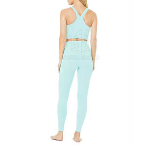 Conjunto de Yoga transpirable Reversible 2025 para mujer, patrón sólido sin costuras de alta calidad, cintura elástica ecológica de talla grande en oferta - Product Image 4