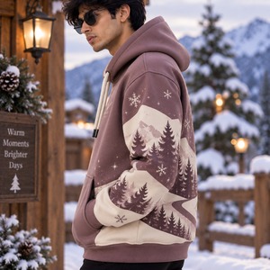 Sudadera con Capucha Personalizada con Estampado Bordado Inspirado en la Navidad, Sudadera de Invierno 100% Algodón Felpa, Unisex, Venta al Por Mayor, Ropa OEM - Product Image 5
