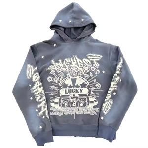 เสื้อพูลโอเวอร์ผ้าฝ้ายฟลีซ 100% พิมพ์ลายซิลค์สกรีน ทรงปกติ สีพื้น สไตล์วินเทจ หนานุ่ม ซักย้อมสีแบบแอซิด ระบายอากาศได้ดี เหมาะสำหรับฤดูหนาว สกรีนโลโก้ตามสั่ง - Product Image 1