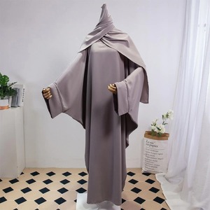 Robe modeste pour femmes Abaya Khimar manches chauve-souris Burqa Caftan Robe mignon Style islamique arabe motif solide vêtement de prière turquie - Product Image 3