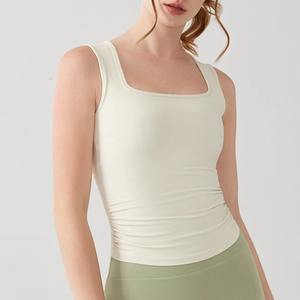 เสื้อกั๊กโยคะผู้หญิง2024เสื้อครอปแบบยืดได้เสื้อครอปโยคะฟิตเนสเสื้อกีฬาแขนกุดเสื้อกล้ามเสื้อกล้ามบราบุนวม - Product Image 1