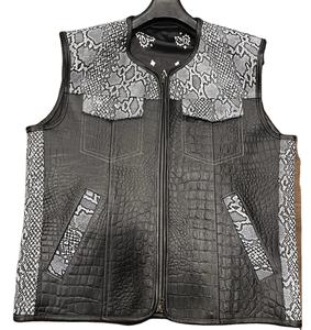Respirant hommes gilets et gilets 2025 hommes en cuir noir moto personnalisé gilets en cuir vestes à la main moto - Product Image 1