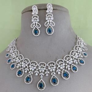 Fashionable Best Quality Silver Finish AD Stone Designer <b>Necklace</b> <b>Set</b> With Earrings <b>For</b> Wedding Wear Collection <b>For</b> <b>Women</b> - Product Image 1