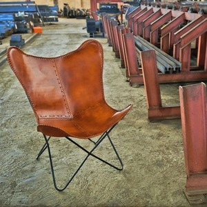 เก้าอี้หนังลายผีเสื้อหนังสีน้ำตาลคลาสสิกทำด้วยมือ - Product Image 2