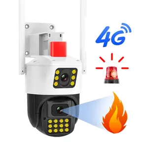 New launched Fire and smoke detect 4g CCTV camera alarm voice prompt security camera Dual lens alarm detection network camera