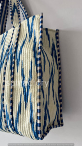 Handmade Cotton Ekat Block Print Reversible Quilted <b>Tote</b> <b>Bag</b> <b>Large</b> <b>Zipper</b> Closure Versatile Daily Use for Beach Travel - Product Image 6