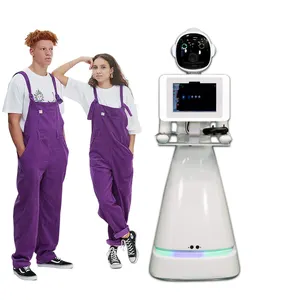 机器人婚礼派对触摸屏照相亭机器人，带带飞行箱的相机打印机扬声器