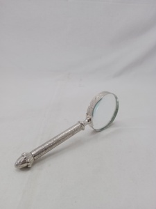 <b>Vintage</b> Brass Silver Finish Magnifying Glass and Letter Opener <b>Desk</b> Set with Decorative Stand Office Gift & Home Decor - Product Image 3