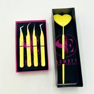 Hot Selling Private Label Tools <b>Kit</b> Set <b>for</b> <b>Eyelash</b> <b>Extension</b> Stainless Steel Mirror Sustainable <b>Eyelash</b> Tweezers Fiber Tips - Product Image 4