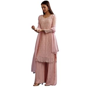 Set Kurta da lavoro ricamato Moti rosa Baby con Dupatta all'ingrosso donna abbigliamento etnico OEM fornitore di fabbrica abbigliamento personalizzato per feste - Product Image 3