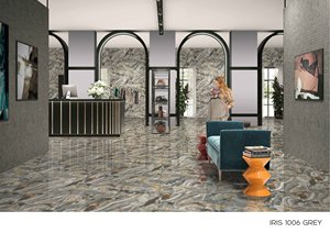 Carreaux de sol en céramique Surface brillante super grise aspect marbre 600x1200mm Carreaux de sol Prix pour salon hôtel - Product Image 6