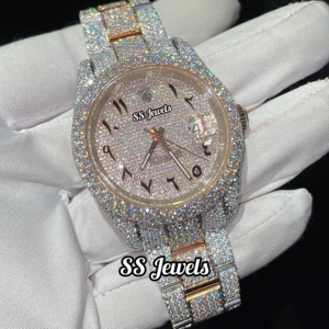 นาฬิกาข้อมือสเตนเลสสตีลสำหรับผู้ชายหรูหราทำด้วยมือ VVS Lab หน้าปัดเพชรระบบอัตโนมัติคุณภาพสูงขนาด41มม. - Product Image 1