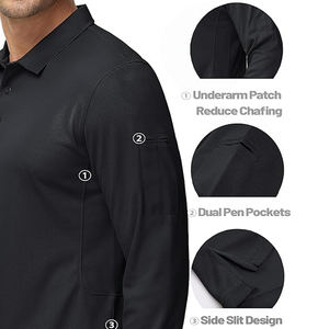 Antiarrugas Formal personalizado de manga larga de talla grande para hombre Original fútbol Golf Social algodón Polo camisas Casual camisa de manga completa - Product Image 3