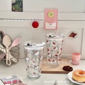 แก้วแก้วใสทนความร้อนขนาดใหญ่ลายแมวเต็มจอ สำหรับนม กาแฟ น้ำผลไม้ อาหารเช้า - Product Image 1