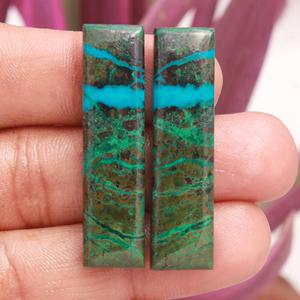 Cabujón de piedras preciosas surtidas, envoltura de cordón de macramé, hermoso cabujón de piedras preciosas naturales de lujo, crisocola, pendientes de piedra verde cruda, par - Product Image 5