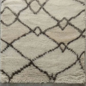Alfombra marroquí anudada a mano directa del fabricante 100% hecha en lana natural sin teñir patrón abstracto interiores modernos altos - Product Image 1