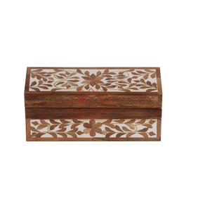 Meilleures ventes Cadeaux en bois Organisateur de rangement Boîte à bijoux en bois sculpté à la main avec incrustation d'os - Product Image 1