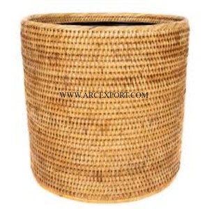 Standard High Quality Handmade Rattan Material Large Size Office Indoor <b>Waste</b> Bin Classic Trending Design Round Cafe Clean Bin - Product Image 1