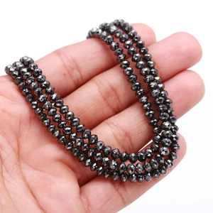 ลูกปัดแบล็คไดมอนด์ทรงรอนเดลเหลี่ยมเพชร ขนาด 3.5-4.6 มม. ยาว 15 นิ้ว น้ำหนัก 50 กะรัต คุณภาพเยี่ยมสำหรับทำเครื่องประดับ - Product Image 1
