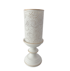 Dernier support de pilier de bougie en fer décoratif blanc avec support de bougie antique en cuivre pour la décoration de mariage et de maison personnalisée - Product Image 2