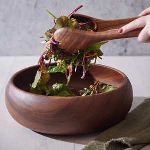 Saladier en bois de couleur foncée à prix compétitif bols de service à fruits en bois naturel faits à la main du Vietnam - Product Image 3