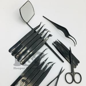 Pinzas negras, juego de pinzas para pestañas de Plasma de visón, pinzas puntiagudas de acero inoxidable para extensión de pestañas, embalaje de logotipo de etiqueta privada - Product Image 3