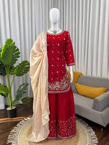 Collection de robes de mariage incroyablement colorées, costume Punjabi Plazzo Kamiz, modélisé pour adultes, nouvelle mode, vêtements indiens et pakistanais - Product Image 3