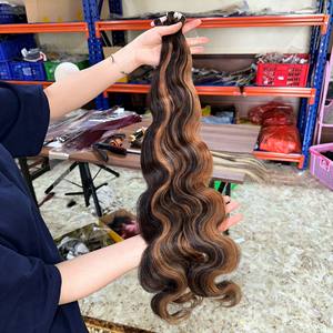 Vente en gros d'extensions de cheveux vietnamiens Remy de haute qualité Body Wave paquets à double tirage Lace Front lisse brut expédition rapide par DHL - Product Image 4