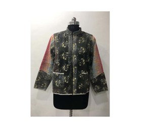Veste en coton Kantha vintage faite à la main pour femmes veste courte florale respirante vêtements décontractés réversibles - Product Image 1