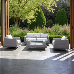 Poly rotin PRSF-TP3 Faux ensemble de meubles en osier étanche extérieur Patio loisirs sièges en forme de lune conception pour salon - Product Image 4