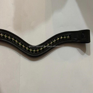 Top Quality Horse <b>Equestrian</b> Products Thick Saddle Leather Horse Brow Band Empty Channel Designed with 1 Row Crystals Rhinestone - Product Image 6