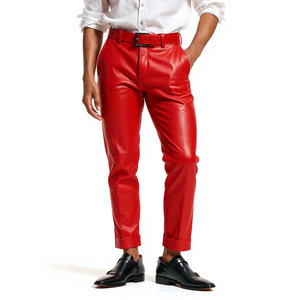 Pantalon en cuir PU/mouton/vache pour homme, style hip-hop, taille mi-haute, fermeture boutonnée, pour l'extérieur - Product Image 3