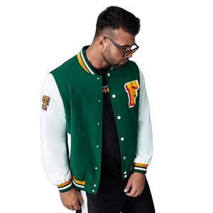 2025 Customize <b>Men's</b> Letter Print Patch Sleeve High Street Varsity <b>Jacket</b> Breathable Windproof Waterproof Woolen All Sizes - Product Image 1