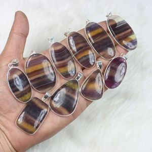 สร้อยคอจี้อัญมณีทรงหลังเบี้ยสีรุ้งฟลูออไรต์ธรรมชาติสำหรับทุกเพศเครื่องประดับแบบฝาปิดที่หายากสำหรับขายปลีก - Product Image 6