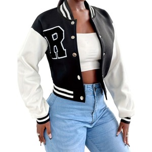 Bulk Ladies Varsity Crop Top Jacket Premium Wool Blend Chaqueta recortada estilo béisbol Ideal para ropa de calle y equipos - Product Image 1