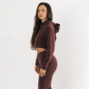 Nueva moda de alta calidad, ropa de calle, suéter liso personalizado, suéter corto, sudaderas con capucha de punto para mujer - Product Image 2