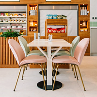 Ensemble de mobilier de style contemporain pour café et restaurant : table et chaises, et ensemble de banquettes rondes roses confortables pour restaurant commercial